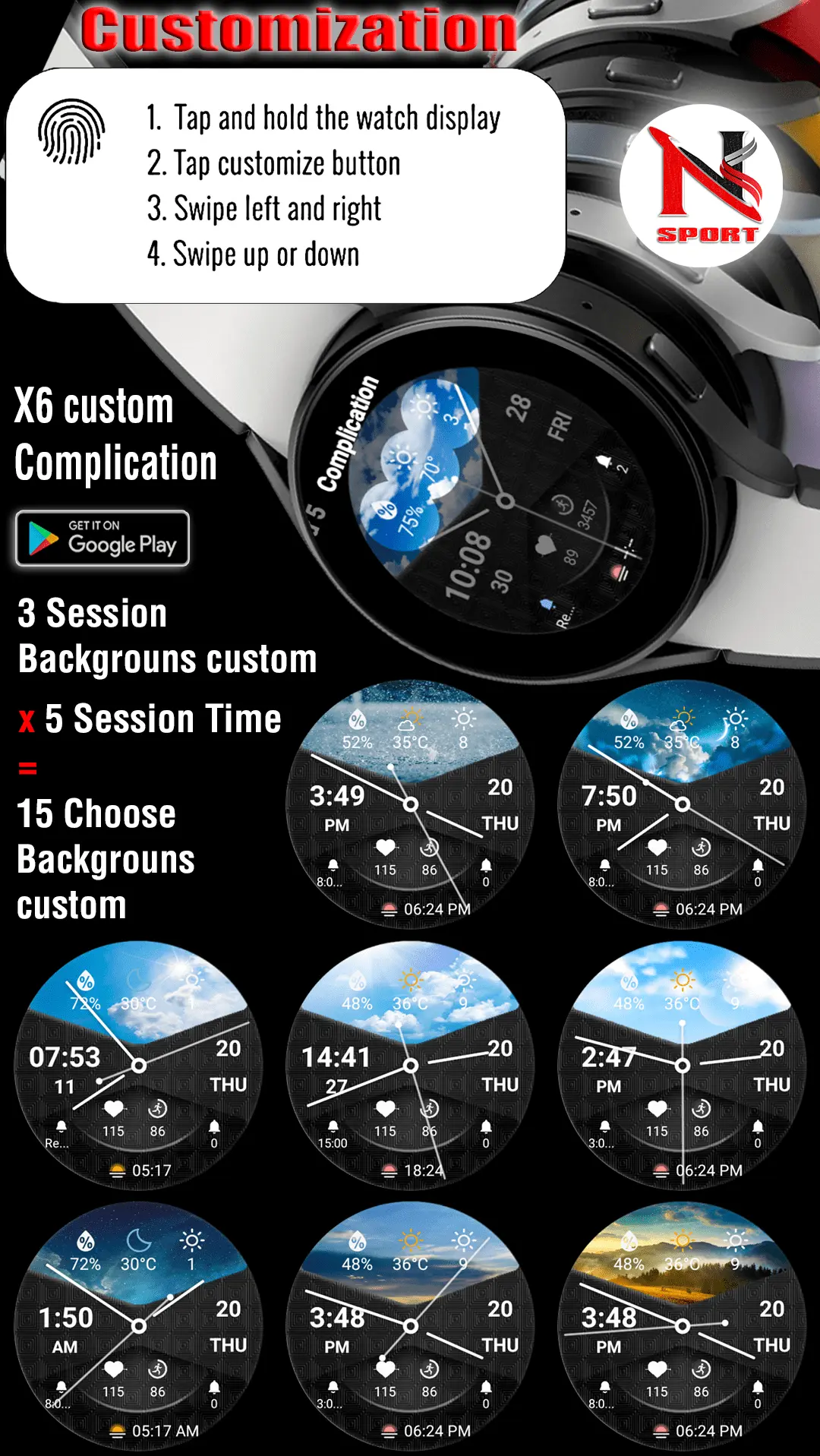 ⚡ Flash Sale: N-Sport39 Session Time Watch Face Wearos Only $0.46! N-Sport Watch Face N-Sport39 Session Time Watch Face Wearos Feature View