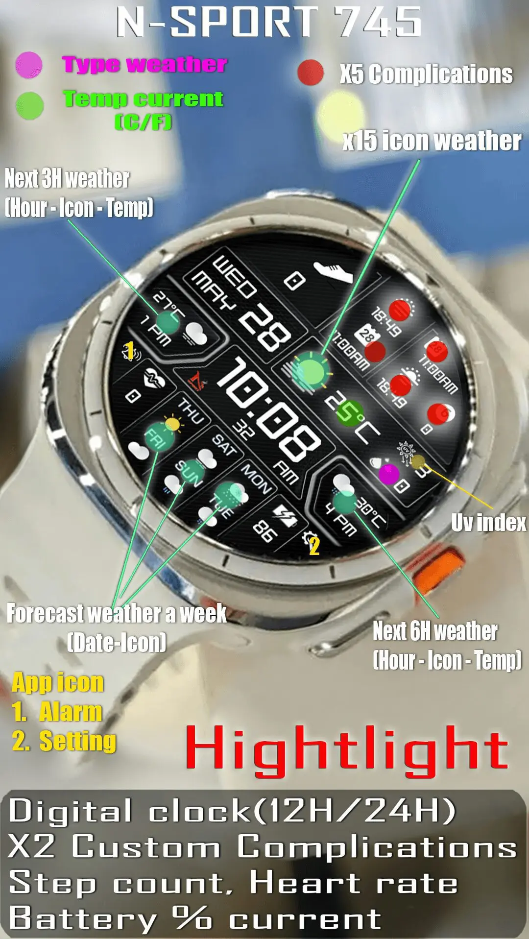 How To Install N-Sport 745 Weather Forecast Watch Face For Wearos N-Sport Watch Face N-Sport 745 Weather Forecast N-Sport Watch Face