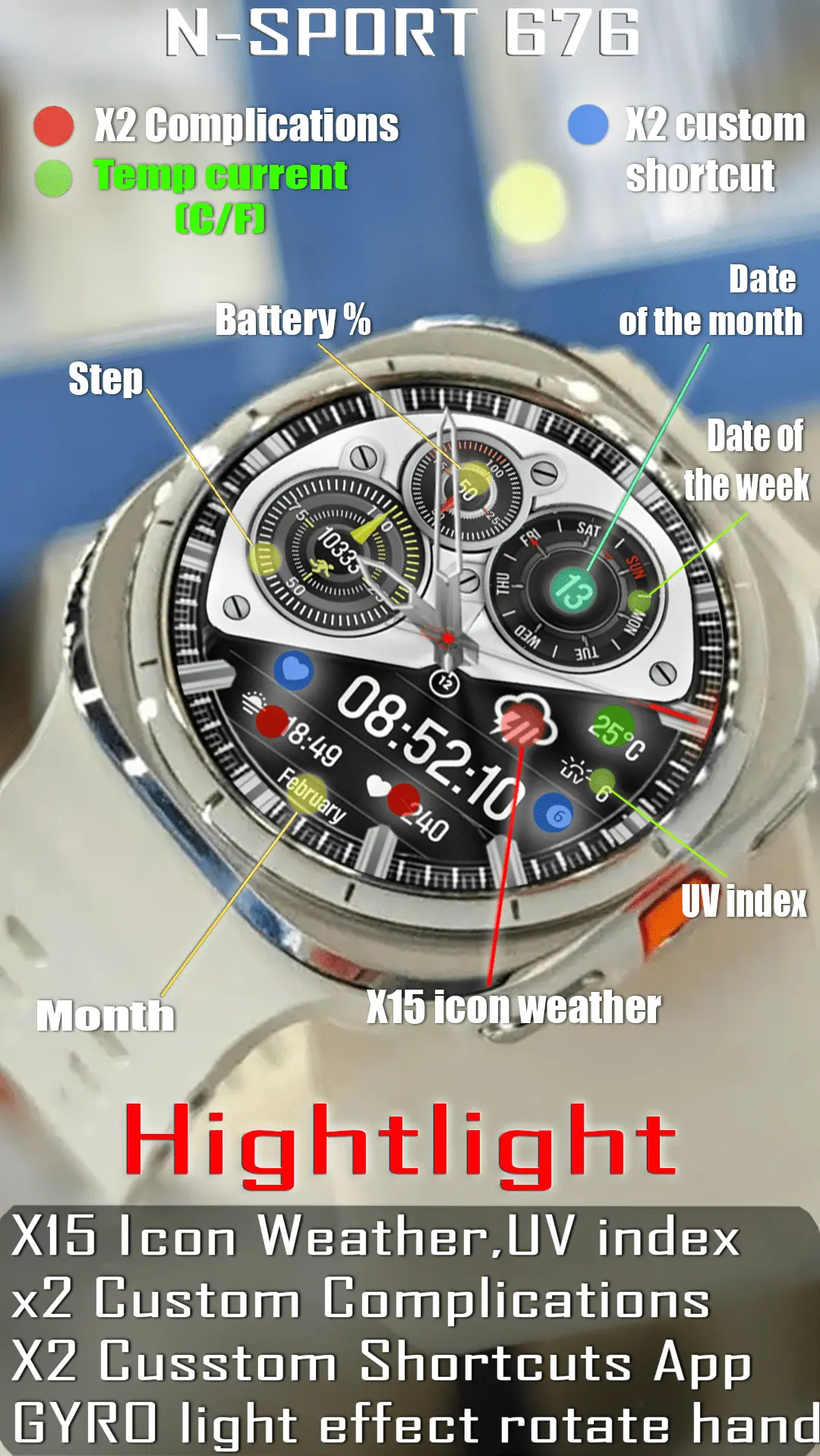N-Sport 676 Wear Os Watch Face Review: Performance And Design Analysis N-Sport Watch Face N-Sport676 Wear Os Watch Face N-Sport Watch Face View 2