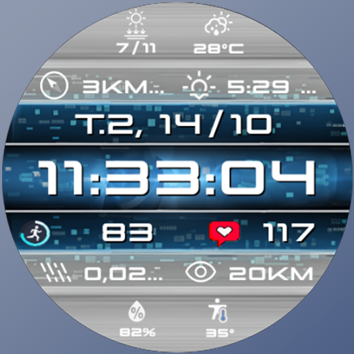 Feature Icon Watch Face Blue N-Sport 680 Real-Time Weather Luxury Digital Watch Face For Samsung &Amp; Wear Os N-Sport Watch Face