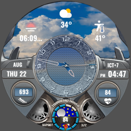N-SPORT 372 Real-time Weather Luxury Tourbillon Mechanical & Moonphase Hybrid Watch Face for Samsung & Wear OS