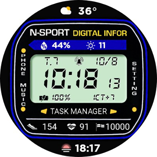 N-SPORT 408 Luxury Digital Watch Face for Samsung & Wear OS