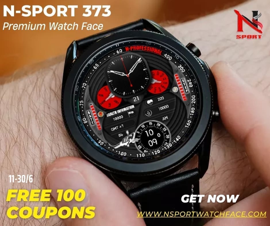 Free 100 Coupons N-Sport 373 Watch Face Wearos For Samsusng Galaxy Watch 4/5/6 N-Sport Watch Face Free 100 Coupons N-Sport 373 Watch Face Wearos For Samsusng Galaxy Watch 4/5/6 - N-Sport Watch Face