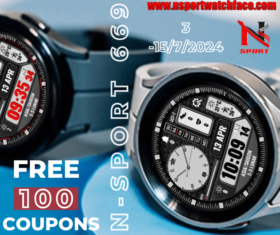Big Gift- 100 Coupons Free N-Sport 669 Watch Face N-Sport Watch Face Big Gift- 100 Coupons Free N-Sport 669 Watch Face - N-Sport Watch Face