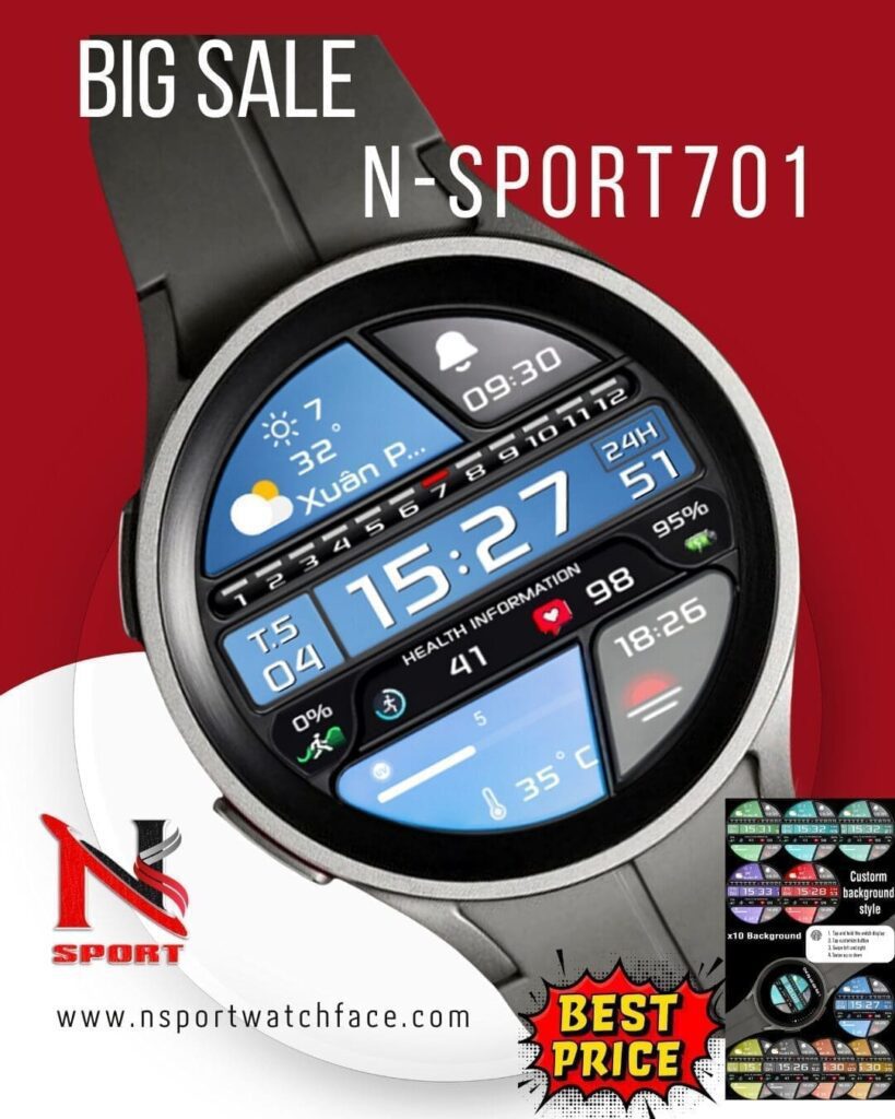 Big Sale N-Sport 701 Watch Face Samsung Galaxy Watch Ultra/7/6/5/4 Wearos N-Sport Watch Face Big Sale N-Sport 701 Watch Face Samsung Galaxy Watch Ultra/7/6/5/4 Wearos - N-Sport Watch Face
