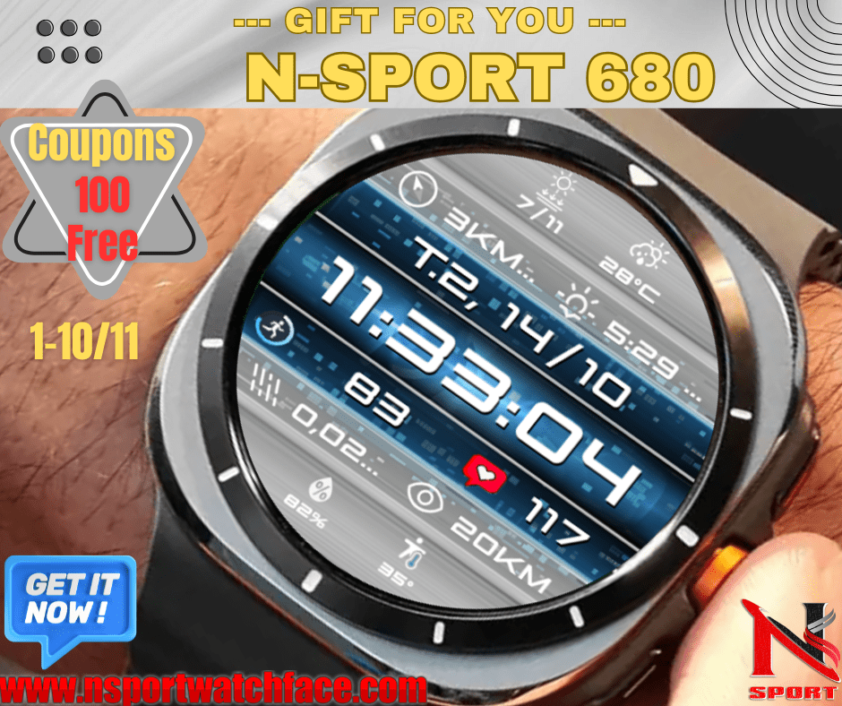 Hello Nov-Big Gift 100 Coupon N-Sport 680 Watch Face Samsung Galaxy Watch 4/5/6/7 Ultra N-Sport Watch Face Hello Nov-Big Gift 100 Coupon N-Sport 680 Watch Face Samsung Galaxy Watch 4/5/6/7 Ultra - N-Sport Watch Face