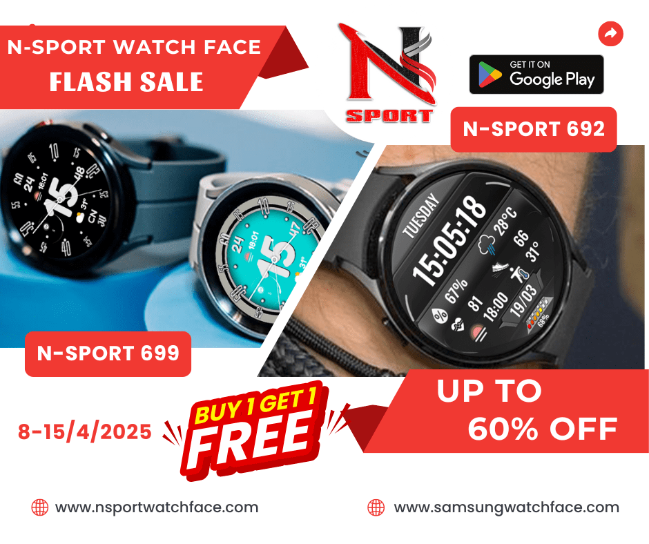 ⌚Big Sale✨Easter Celebration – Get Combo 2 N-Sport Watch Face Samsung Galaxy Watch 4/5/6/7/Ultra On Google Play Store! N-Sport Watch Face ⌚Big Sale✨Easter Celebration – Get Combo 2 N-Sport Watch Face Samsung Galaxy Watch 4/5/6/7/Ultra On Google Play Store! - N-Sport Watch Face