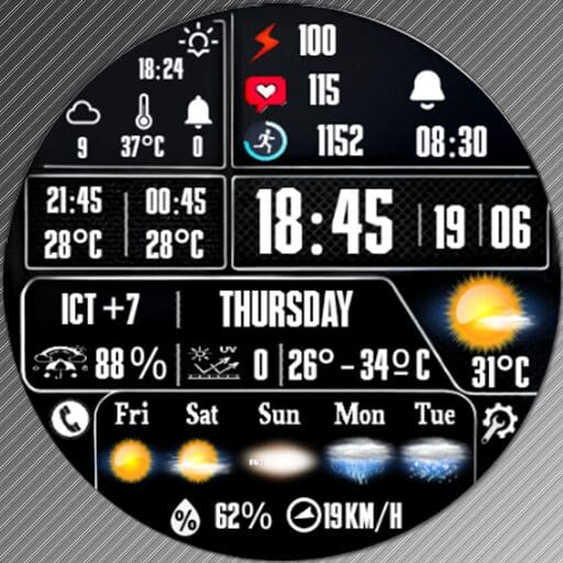 Feature Icon Watch Face 2 N-Sport 750 Real-Time Weather Luxury Digital Watch Face For Samsung &Amp; Wear Os N-Sport Watch Face