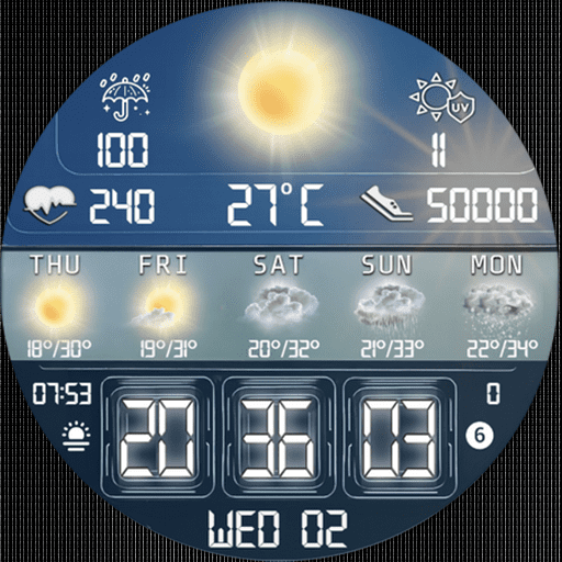 Feature Icon Watch Face 7567 N-Sport 756 Real-Time Weather Luxury Digital Watch Face For Samsung &Amp; Wear Os N-Sport Watch Face