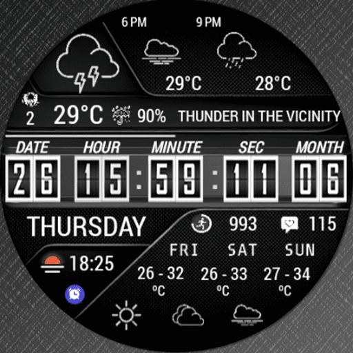 Feature Icon Watch Face Soc Den N-Sport 736 Real-Time Weather Luxury Digital Watch Face For Samsung &Amp; Wear Os N-Sport Watch Face