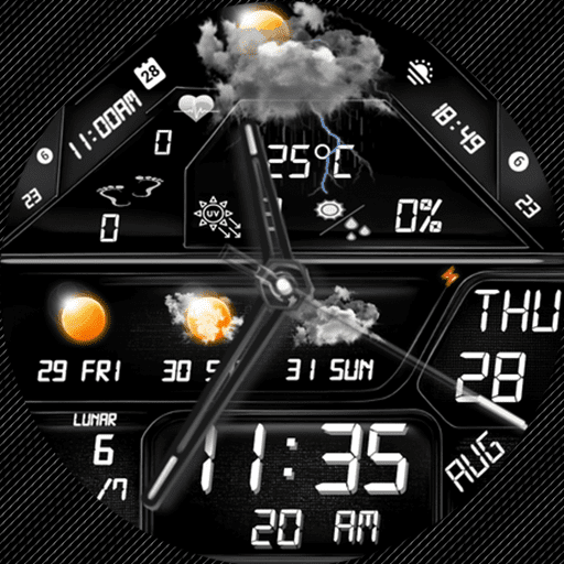Feature Icon Watch Face 759 N-Sport 759 Holiday Seasonal Real-Time Weather Luxury Hybrid Watch Face For Samsung &Amp; Wear Os N-Sport Watch Face