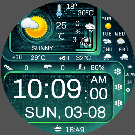 Feature Icon Watch Face 762 N-Sport 762 Holiday Seasonal Real-Time Weather Luxury Digital Watch Face For Samsung &Amp; Wear Os N-Sport Watch Face