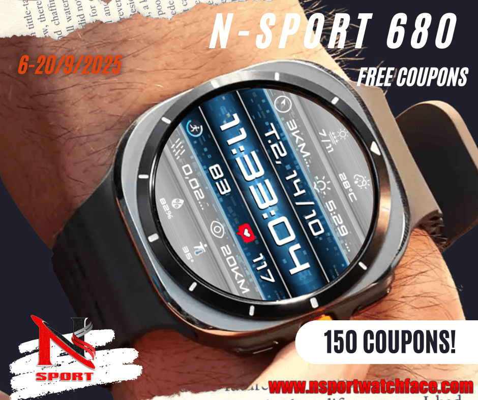 Free 150 Coupons – N-Sport 680 Digital N-Sport Watch Face (Sep 6 – Sep 20) N-Sport Watch Face Free 150 Coupons – N-Sport 680 Digital N-Sport Watch Face (Sep 6 – Sep 20) - N-Sport Watch Face