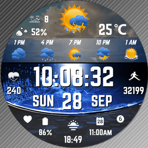 Feature Icon Watch Face 2 1 N-Sport 765 Real-Time Weather Luxury Digital Watch Face For Samsung &Amp; Wear Os N-Sport Watch Face