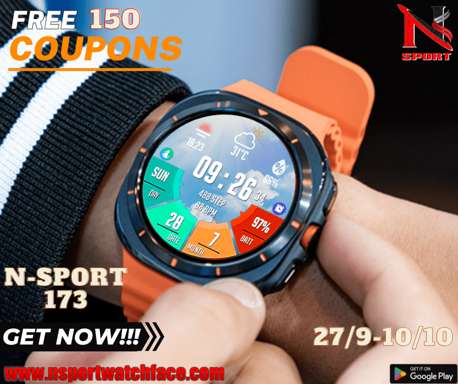 Grab A Free Coupon For The N-Sport173 High Digital N-Sport Watch Face N-Sport Watch Face Grab A Free Coupon For The N-Sport173 High Digital N-Sport Watch Face - N-Sport Watch Face