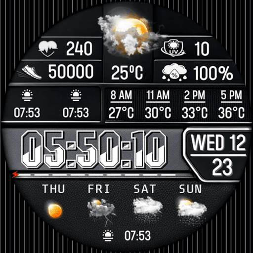 Feature Icon Watch Face 6 N-Sport 770 Holiday Seasonal Real-Time Weather Luxury Digital Watch Face For Samsung &Amp; Wear Os N-Sport Watch Face
