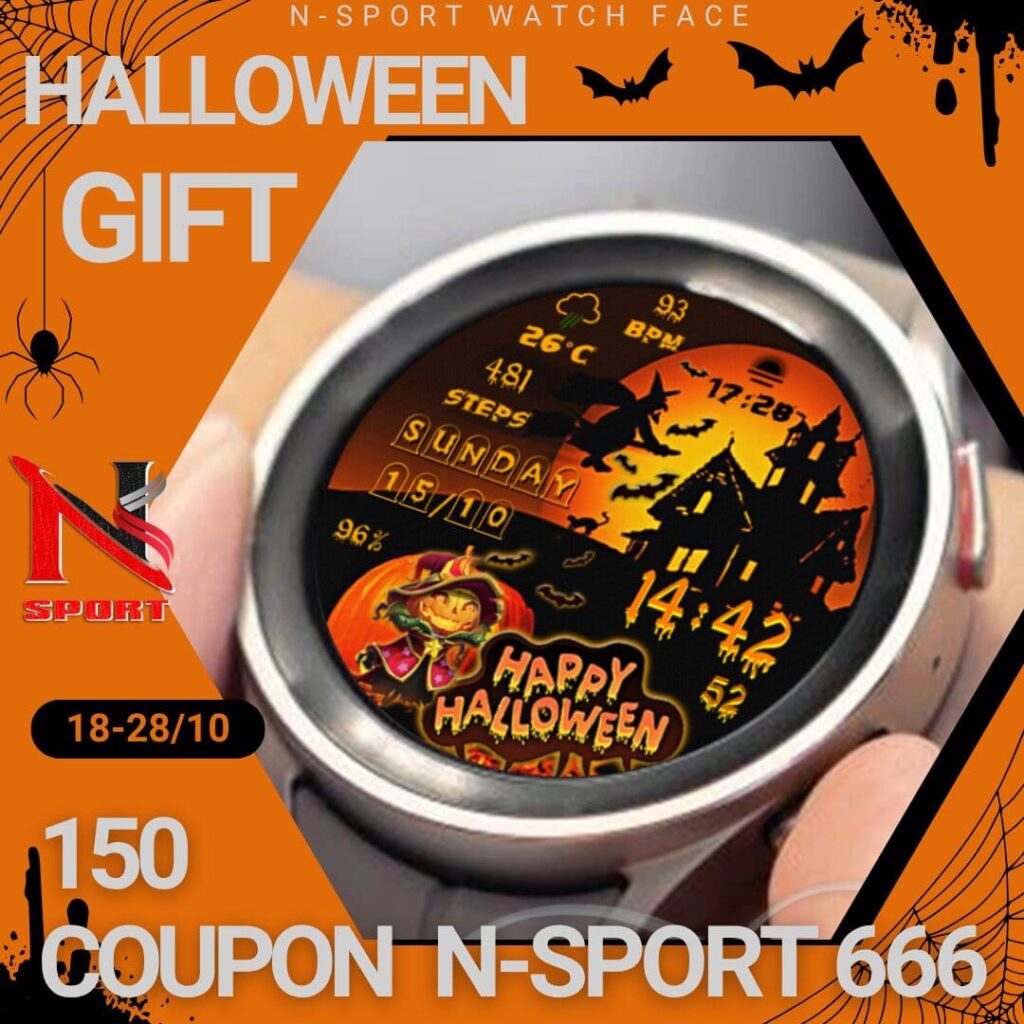⌚Free 150 N-Sport 666 Halloween Coupons N-Sport Watch Face – Samsung &Amp; Wearos Watch Faces! N-Sport Watch Face ⌚Free 150 N-Sport 666 Halloween Coupons N-Sport Watch Face – Samsung & Wearos Watch Faces! - N-Sport Watch Face