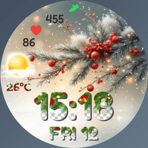 Feature Icon Watch Face Darkblue N-Sport 777 Christmas Seasonal Real-Time Weather Luxury Digital Watch Face For Samsung &Amp; Wear Os N-Sport Watch Face
