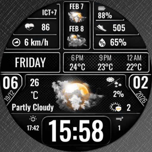 Feature Icon Watch Face 753 N-Sport 753 Real-Time Weather Luxury Lunar Calendar Digital Watch Face For Samsung &Amp; Wear Os N-Sport Watch Face