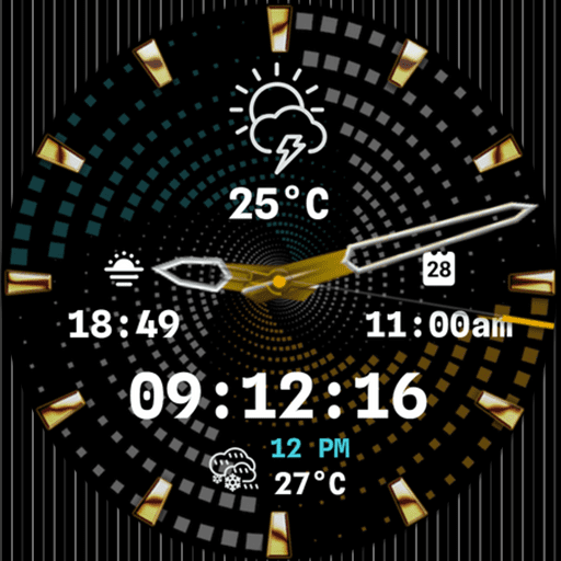 Feature Icon Watch Face 783 N-Sport 783 Real-Time Weather Luxury Gyro Motion Hybrid Watch Face For Samsung &Amp; Wear Os N-Sport Watch Face