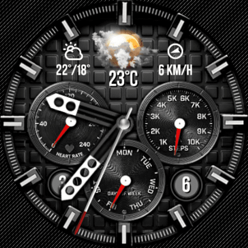 Feature Icon Watch Face 4 N-Sport 522 Real-Time Weather Luxury Classic Analog Watch Face For Samsung &Amp; Wear Os N-Sport Watch Face